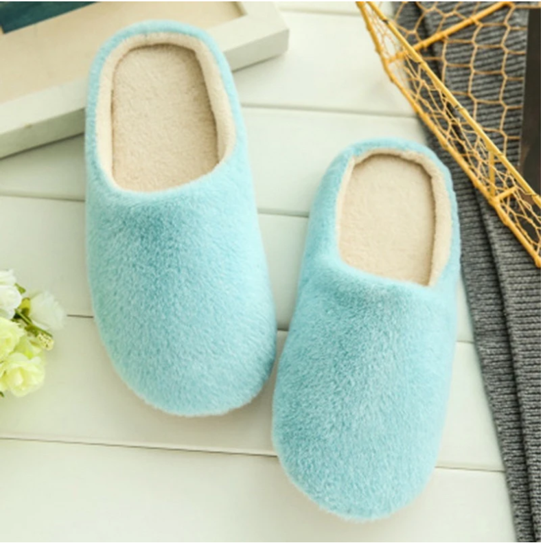 Soft Sole Slippers Women Men Furry Indoor Floor Flat Shoes Autumn Winter Warm Home Slipper Cotton Warm Plush Bedroom Slides