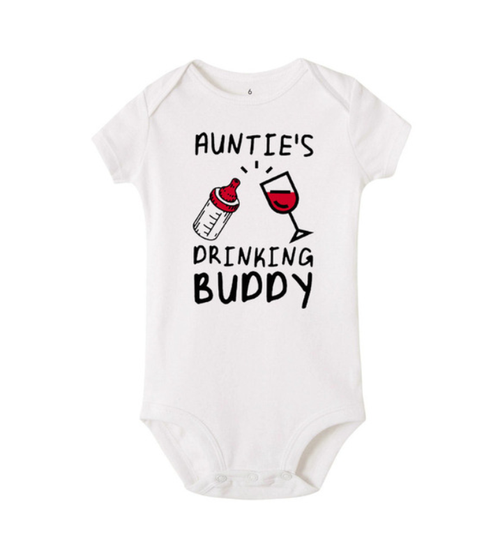 Baby  Boy Clothes Auntie's Drinking Buddy Baby Shirt Aunt Shower Gift Pregnancy Announcement Infant Newborn Clothes Outfit