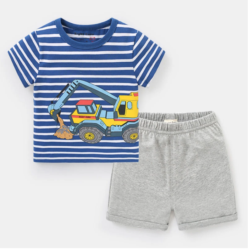 Cotton Infant Boys Clothes Summer Suit Baby Short Sleeve Shorts Sets Cute Cartoon Tshirt Toddler Kids Outfit 1 2 Years