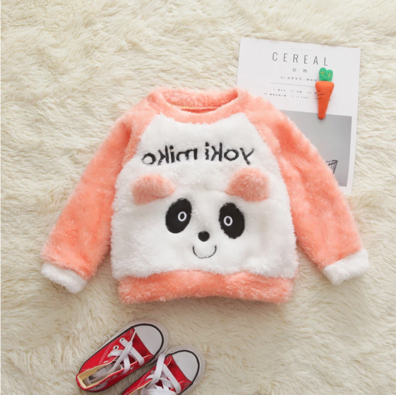 Baby Clothes 2pcs Autumn and Winter Warm Children's Pajamas Home Service Suits for  Girls Cartoon Coral Fleece Pajamas