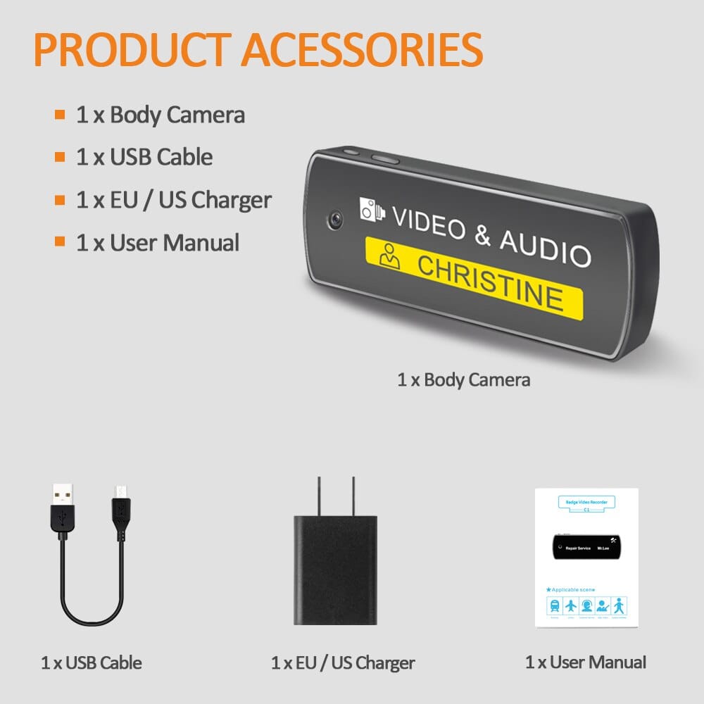 CammPro 2022 Mini WiFi Body Cam 1080P Mutifunction Wearable Recorder Nameplate Body Worn Camera Magnetic Clip Loop Recording