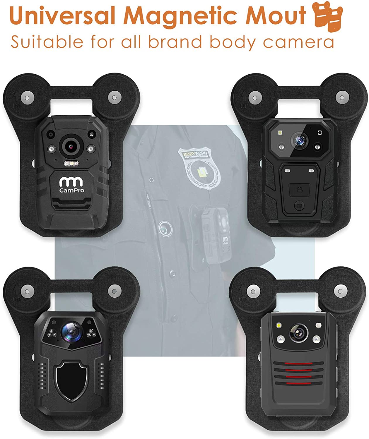 CammPro Body Camera Magnetic Mount, Universal Magnet Mount Holder Wearable Clip,Stick to Clothes for All Brand Body Camera