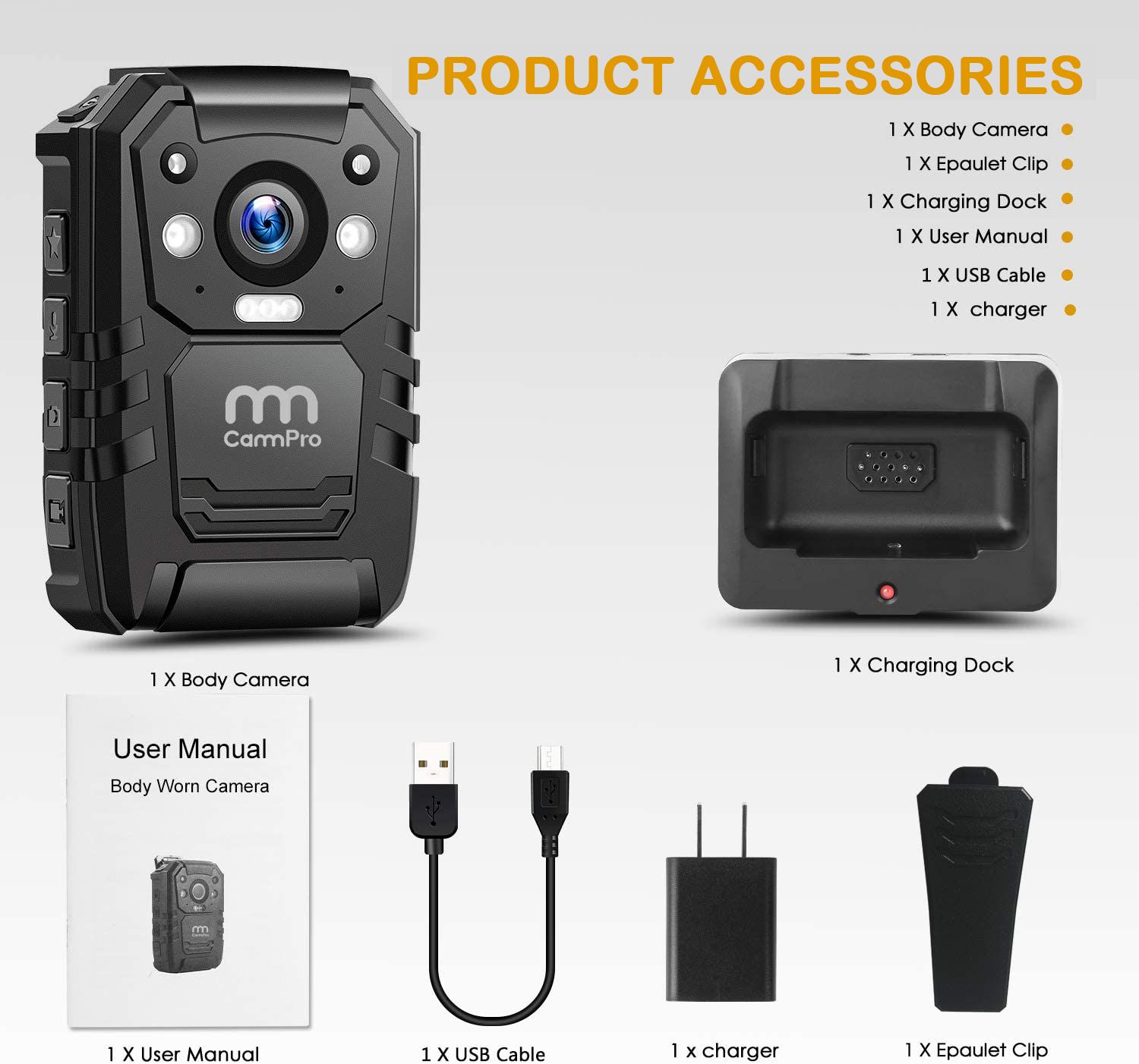 CammPro I826Pro 64GB GPS Body Worn Camera