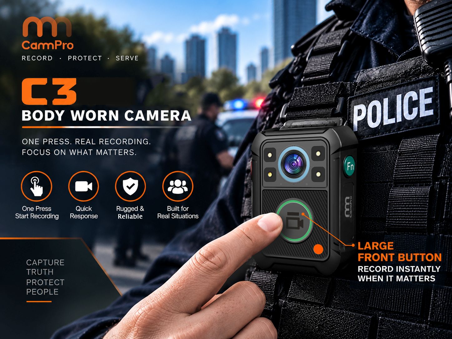 CammPro C3 4K UHD Police Body Camera