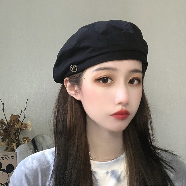 Cotton Women Berets Winter Hats Vintage French Plaid Top Military Cap Painter Hat 2022 Autumn Street Girls Octagonal Beret Caps