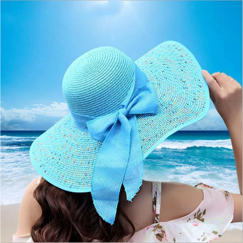 summer straw hat women big wide brim beach hat sun hat foldable sun block UV protection panama hat bone chapeu feminino