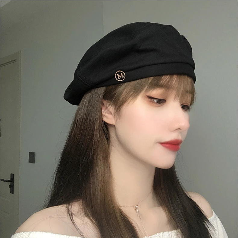 Cotton Women Berets Winter Hats Vintage French Plaid Top Military Cap Painter Hat 2022 Autumn Street Girls Octagonal Beret Caps