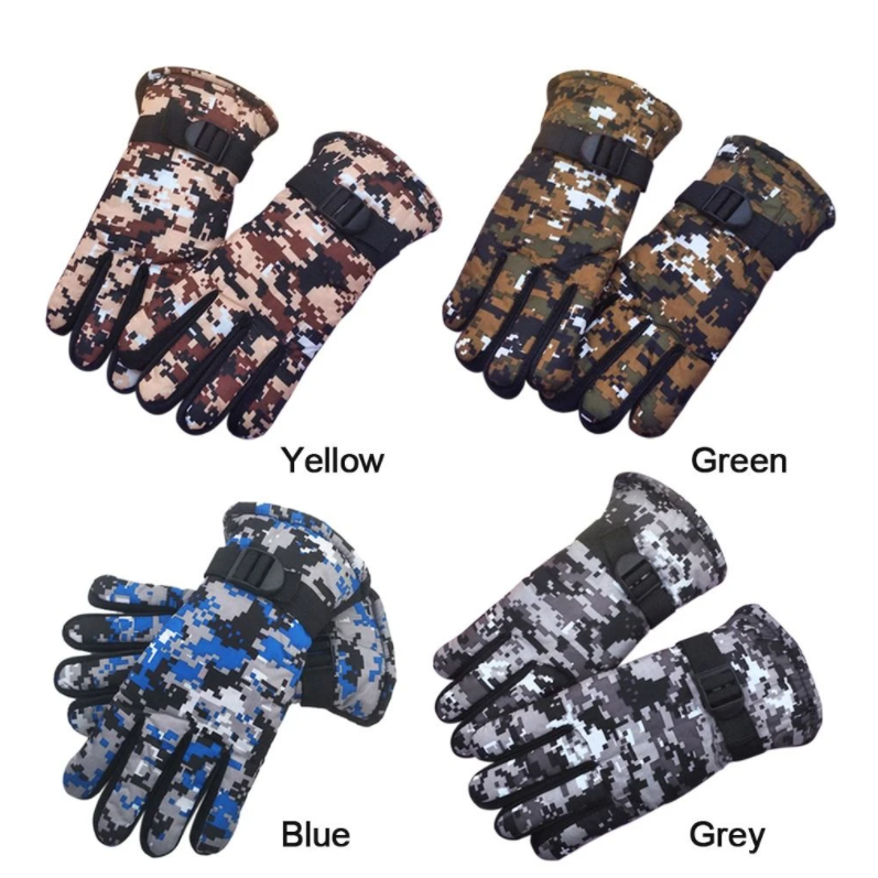 1Pair 7-13 Years Old Kids Gloves Winter Fleece Warm Camouflage Gloves Children Fashion Boys And Girls Thick Ski Outdoor Mittens