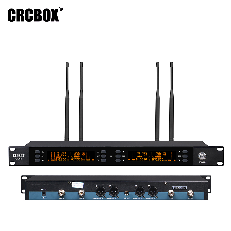 Professional 4 Channel Wireless Microphone System